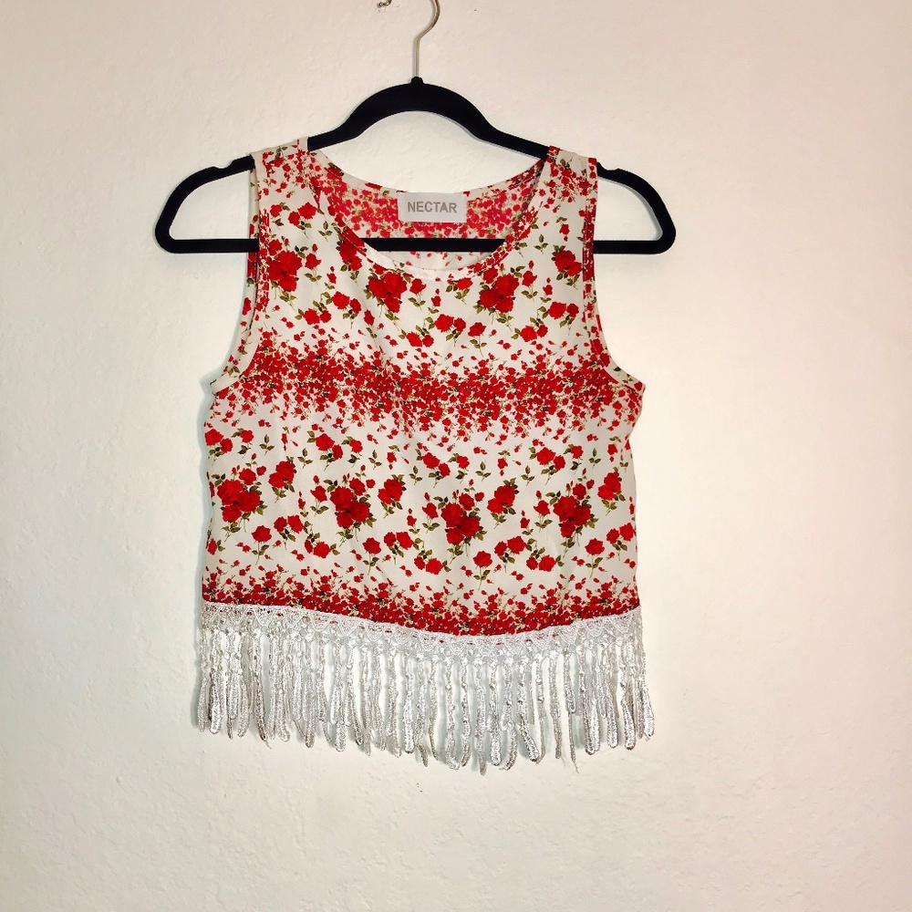 NECTAR CROP TOP WITH FRINGE